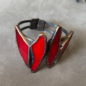 Unique Vintage Red Stained Glass Bracelet